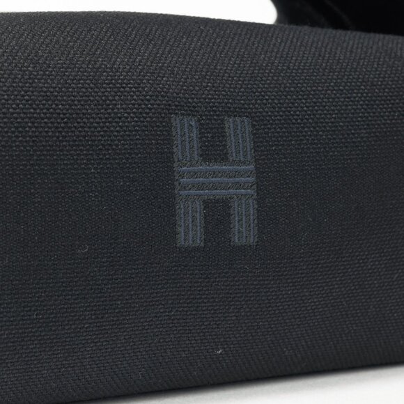 Hermes Bride-a-Brac Small Model Noir Canvas & Bleu Nuit Chevron Strap Case - Picture 9 of 14